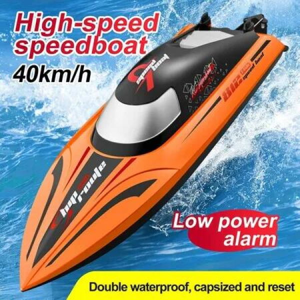 2.4Ghz RC Boat, 40 KM/H High Speed Remote Control Boat for Kids, for Lakes and Pools, Low Battery Alarm (Orange)