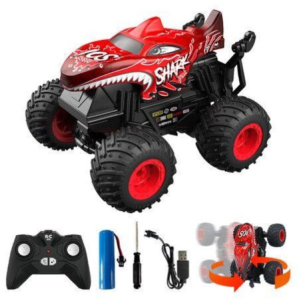 2.4Ghz RC Monster Trucks Dinosaur Remote Control Stunt Car with Light & Music 360Â°Spin Walk Upright& Drift for Boys Ages 8+(Red)