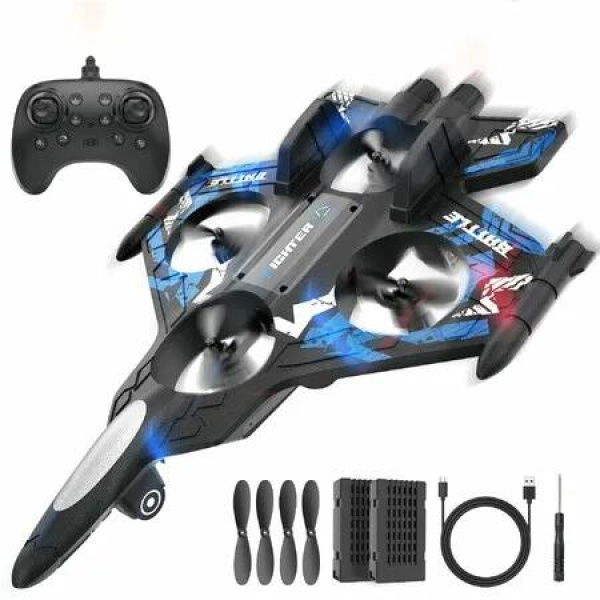 2.4GHZ RC Plane,Remote Control Airplane,RC Helicopter,360 Degrees Flip Fighter Jet Toy with Colorful LED Navigation Lights