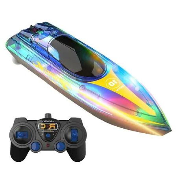 2.4GHz Remote Control Boat with LED Light for Kids and Perfect for Pools and Lakes