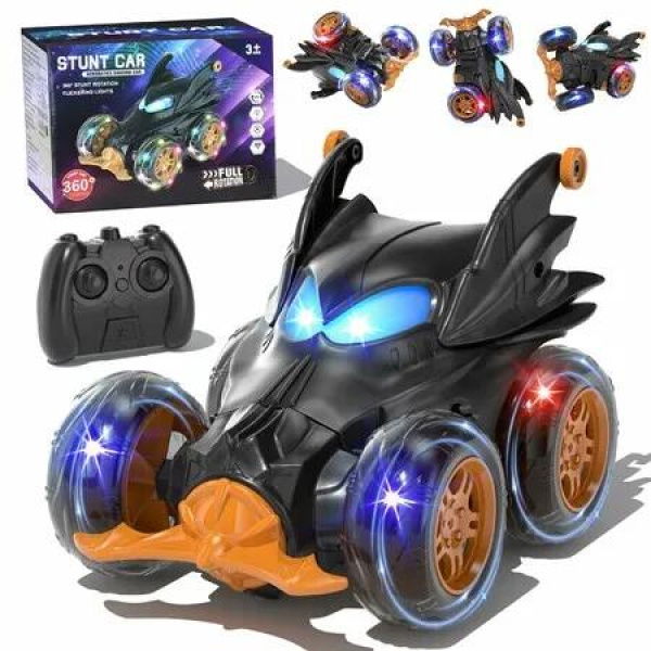 2.4GHz Remote Control Car 4WD RC Stunt Car 360 Degree Rotating Flipper Drift with Headlights Rechargeable for 3+ Year Old Boys Toy