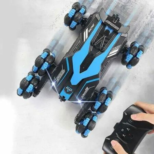 2.4GHz Remote Control Drift Stunt Trucks, 6 Wheel Racing Cars,Rotating Stunt Car, Christmas Toys Birthday Gifts for Kids (Blue)