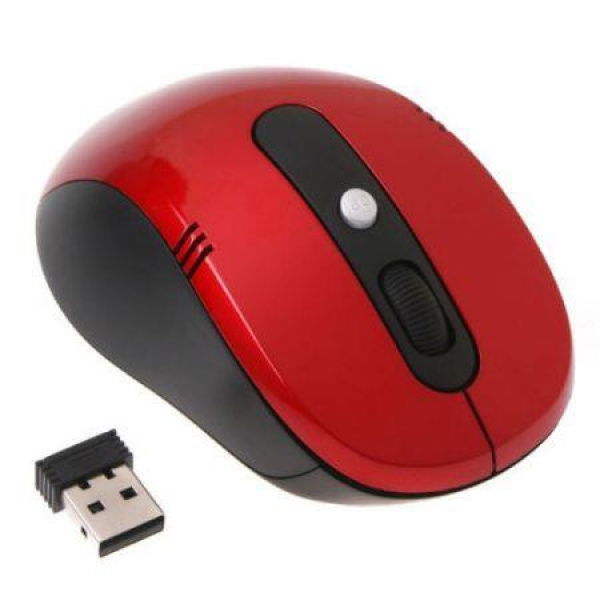 2.4GHz Ultra-Slim Mini USB Wireless Optical Mouse Silver For PC Laptop Red.