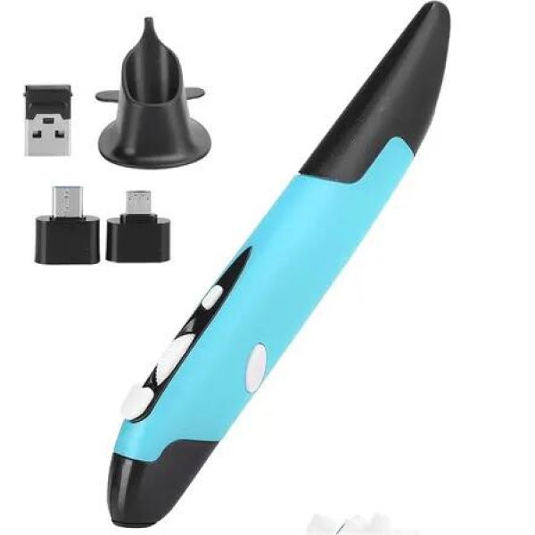 2.4GHz USB Wireless Optical Stylus for Computer Parts for PC Wireless Mouse 2.4G Type of Customised Innovative Vertical Stylus (Blue)