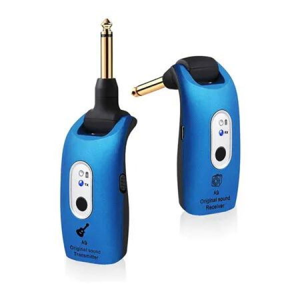 2.4GHz Wireless Guitar System Rechargeable Audio Wireless Transmitter Receiver for Guitar Bass Electric Instruments, Over 30m/100 Feet Transmission,280 Degree Rotatable, 4hours Woring Timeï¼ˆA9 Blueï¼‰