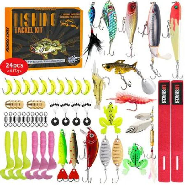 24Pc Blind Box Soft Fishing Lure Set 2In 5Cm Lifelike Silicone Bait Tackle Kit Christmas Birthday Fishers Gift Presents Holiday