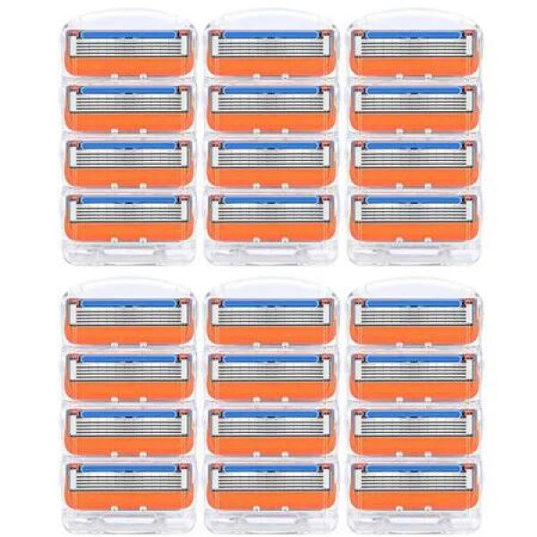 24pcs Razor Blade Shaving Razor Blade Refills for Gillette Fusion 5,Orange New Version