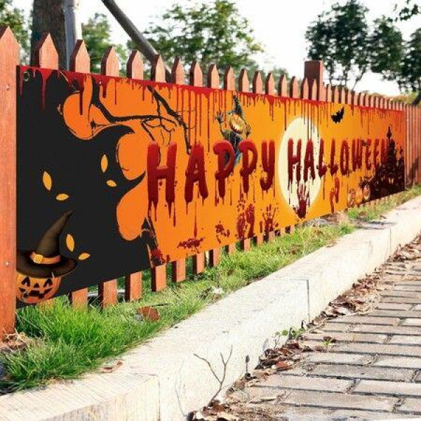 250*48 Cm Halloween Decorations Pumpkin Banner Scary Terror Bloody Handprint Yard Banner Indoor Outdoor Hanging Decor.