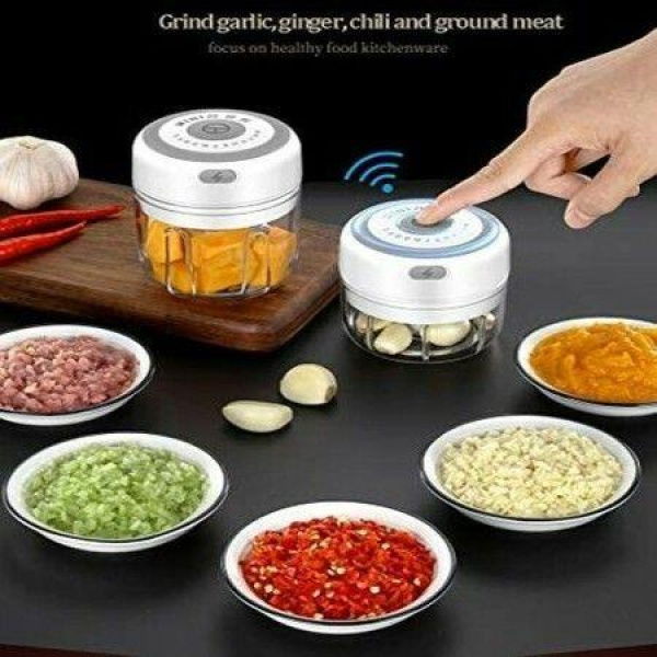 250ml Electric Mini Garlic Crusher Portable Chopper USB Charging Ginger Chili Vegetable Masher Machine