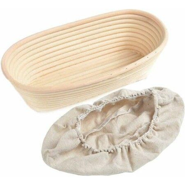 25*15*8CM Oval Bread Proofing Basket, Handmade Banneton Bread Proofing Basket Brotform with Proofing Cloth Liner for Sourdough Bread, Baking