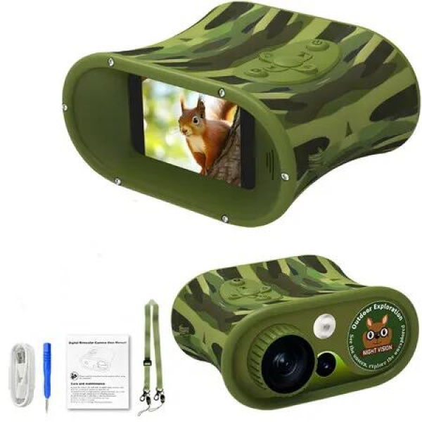 2.5K Night Vision Goggles for Kids,Woodland Camouflage Night Vision Binoculars for Age 8-12,Binoculars with 2.4 Inch Screen 8X Digital Zoom for Camping
