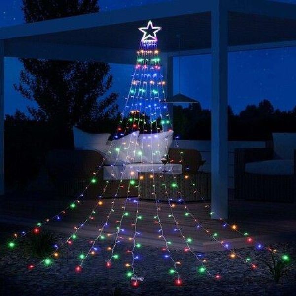 2.5M Multicolor Christmas String Lights Solar Power Outdoor Decoration 317 LED Star Fairy String Lights 8 Modes & Waterproof for Partyï¼Œoutdoor