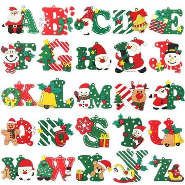 26-Piece English Letter Christmas Tree Ornaments Set for Christmas Festive Decoration