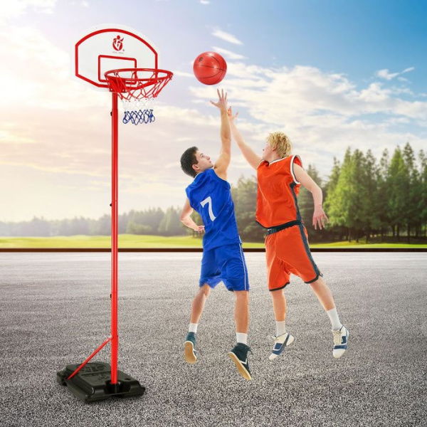 2.7m Height Adjustable Portable Kids Basketball Hoop Stand With Backboard Base Inflator Great Gift.