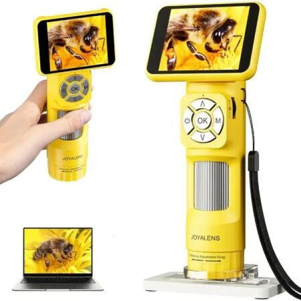 2.8 IPS Handheld Digital Microscope Anti-Shake Portable Pocket Microscopes Camera 1080P USB Coin Magnifier with Light Educational Science Kit-Yellow