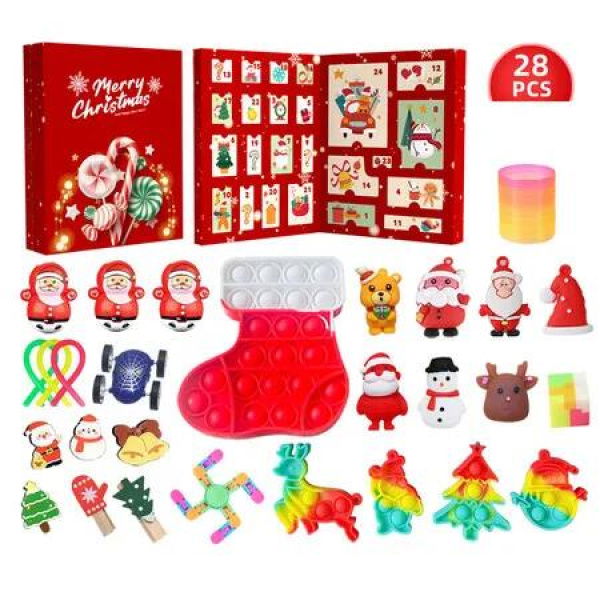 28 PCS Christmas Sock Style Decompression Toys Blind Box Ideal For Christmas Gifts And Holiday Fun