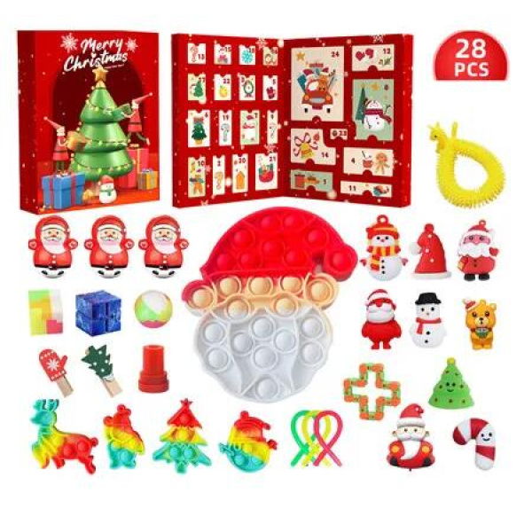 28 PCS Santa Claus Style Decompression Toys Christmas Blind Box Ideal For Christmas Gifts And Holiday