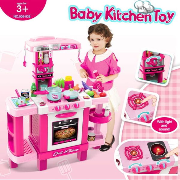 29 Pcs Large Kids Kitchen Pretend Play Set Children Cooking Toys Toddler Gift