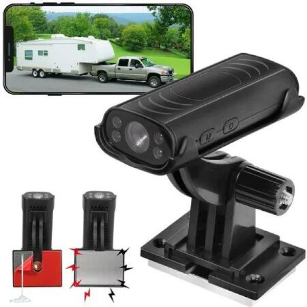 2K Waterproof Rear View Camera/Reverse Hitch Guide with Clear Night Vision,Built-in Battery,easy installation mounts,hitch up RV/trucks/trailers/campers easily & safely