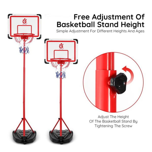 2m Height Adjustable Portable Kids Basketball Hoop Stand With Backboard Base Inflator - Great Gift.