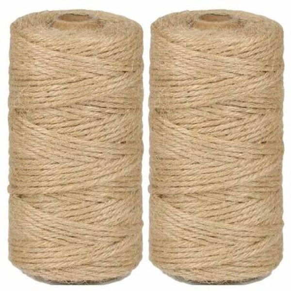 2Pack 3mm Natural Jute Twine String 200M Long Twine String for Crafting Gardening Gift Wrapping Macrame DIY Home Decor