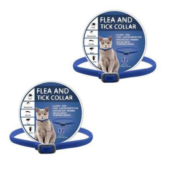 2pack 48cm Flea Collar Cats Anti Tick Collar 8 Months Prevention Glow-in-the-Dark Insect Repellent Collar for Pets Small Dog Cat Kitten