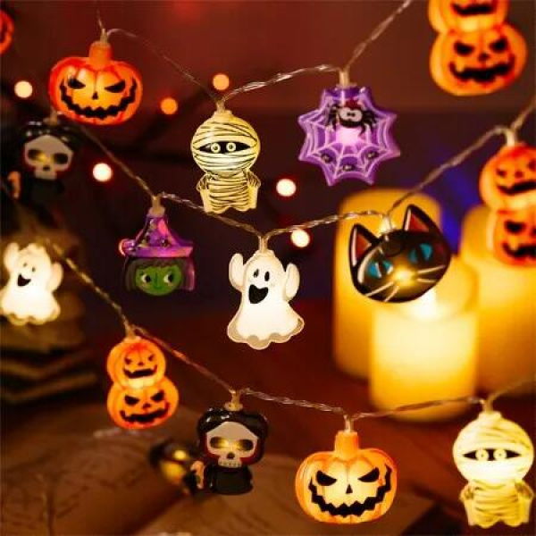 2Packs Halloween String Lights Decorations 3m 20 LED Halloween Window Lights Battery Power Window Lights for Home Halloween Party Decor Col Warm