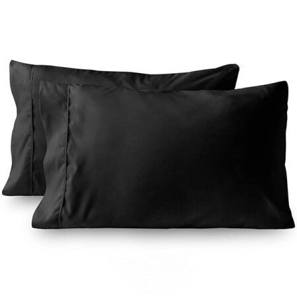 2Pc Brushed Polyester PillowsCase Effen Kleur Envelop Beddengoed Ultra Zachte PillowsCase Color Black King Size