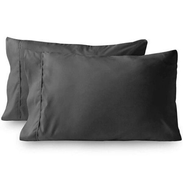 2Pc Brushed Polyester PillowsCase Effen Kleur Envelop Beddengoed Ultra Zachte PillowsCase Color Grey King Size