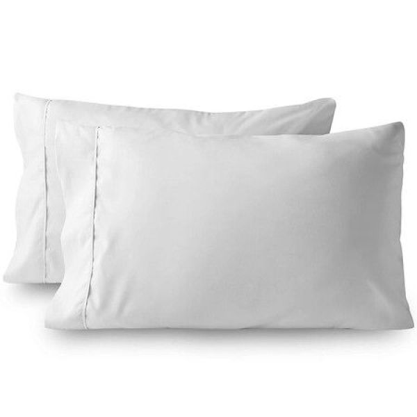 2Pc Brushed Polyester PillowsCase Effen Kleur Envelop Beddengoed Ultra Zachte PillowsCase Color White Queen Size