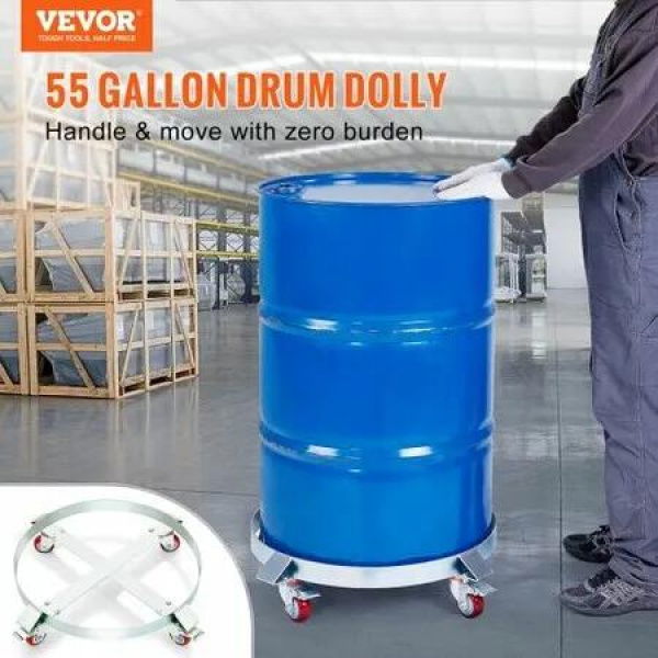 2PCS 250 L Heavy Duty Drum Dolly 454 kg Load Capacity Barrel Dolly Cart Drum Caddy Non Tipping Hand Truck Capacity Dollies with Steel Frame 4 Swivel