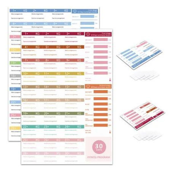 2PCS 32x40cm 30 Day Fitness Plan Poster Set Stylish Yet Practical Design Creative And Simple Planning Schedule