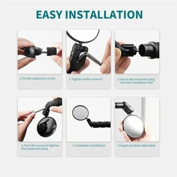 2PCS 360Â° Rotatable Bike Mirrors for Enhanced Safety