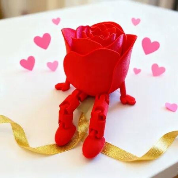 2PCS 3D Printed Rose Sitting Posture Home Decor Desktop Decoration Mothers Day Valentines Day Birthday Gift Presents COL Red