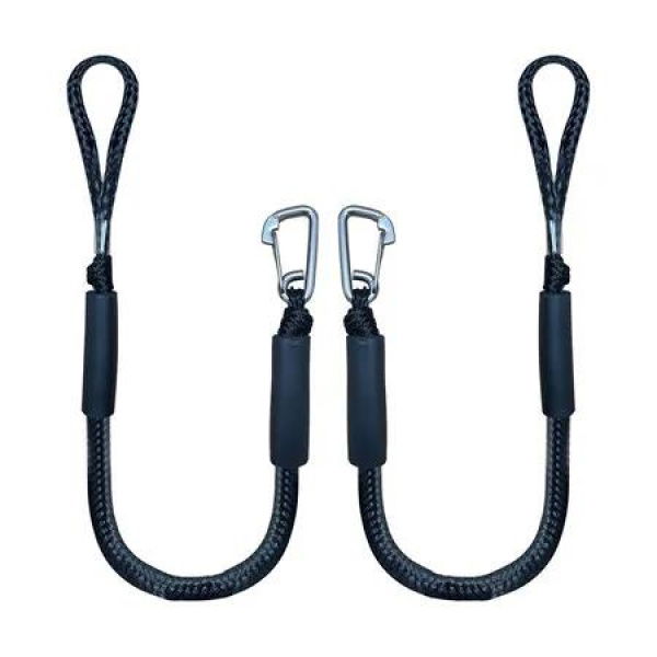 2Pcs 4FT Bungee Dock Line Boat Ropes for Docking Line Mooring Rope with Stainless Steel Clip Accessories for Boats