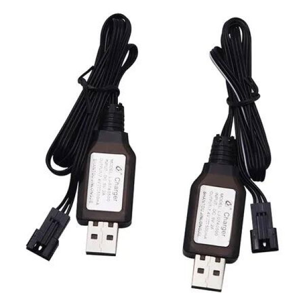 2Pcs 7.4V SM-3PIN USB RC Car Charger for Li-Ion Battery, Fast Charging and Overcharge Protection, Compatible with Remote Control Toys Battery