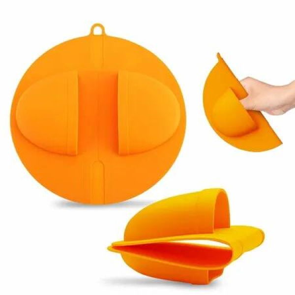 2Pcs BBQ Grill Mitts for Outdoor Grill, Secure Grip BBQ Mitts for Grilling, Flexible & Non-Slip Silicone Oven Mit