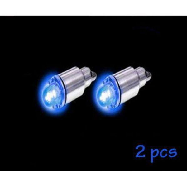 2pcs Blue Car Auto Tire Wheel Valve Stem LED Cap Bicycle Tyre Night Light Lamp