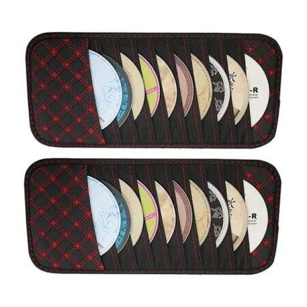 2PCS Car CD Holder Storage Case, Car, Truck, SUV Sun Visor Organizer, Personal Belonging and Registration, Cardst, Ticket Storage Pouch 10 Pocket CD