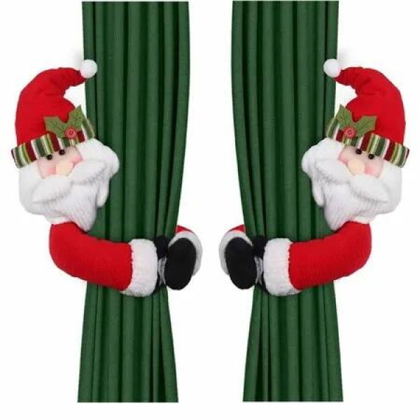 2Pcs Christmas Curtain Buckle Tieback, Santa Curtain Tiebacks Holdback Fastener Buckle Clamp Window Decorations Home Holiday Decor 2025