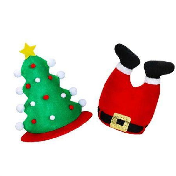 2PCS Christmas Hats Santa Hat Novelty Christmas Tree Hat Santa Pant Hat Holiday Party