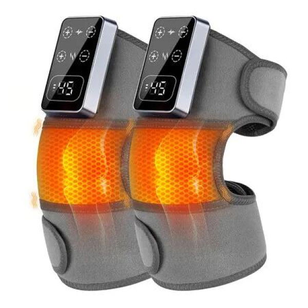 2Pcs Cordless Knee Massager for Pressure Relief, Electric Heated Knee Brace with 5 Heat Levels & 3 Massage Modes, Ideal Gifts for Men and Women