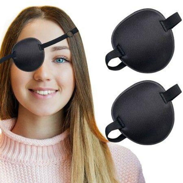 2PCS Eye Patch AdjustableMedical Eye PatchAmblyopia Lazy Eye Patches For Left Or Right EyesBlack