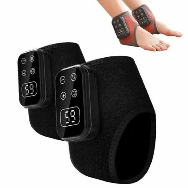 2Pcs Foot Massager with 5 Vibration Modes and 6 Heat Levels, Suitable for Reduce Fatigue and Plantar Fasciitis Travel & Home Use Black