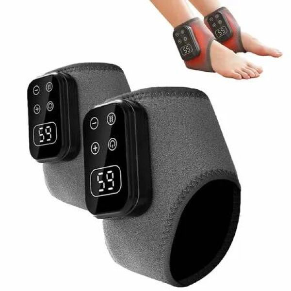 2Pcs Foot Massager with 5 Vibration Modes and 6 Heat Levels, Suitable for Reduce Fatigue and Plantar Fasciitis Travel & Home Use Grey