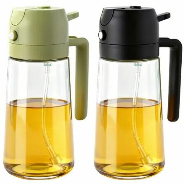 2Pcs Glass Oil Sprayer for Cooking 16oz/470ml,Kitchen Gadget for Air Fryer,Salad,BBQ,Frying