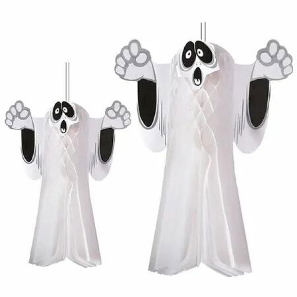 2pcs Halloween Honeycomb Flying Ghost Decorations Spooky Hanging Paper Props for Parties Outdoor Festivities paper garlands felt bunting