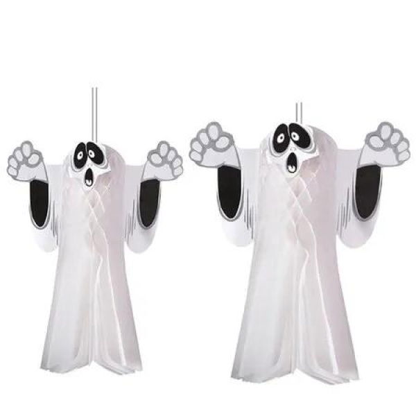 2pcs Halloween Honeycomb Flying Ghost Decorations Spooky Hanging Paper Props for Parties Outdoor Festivities paper garlands felt bunting