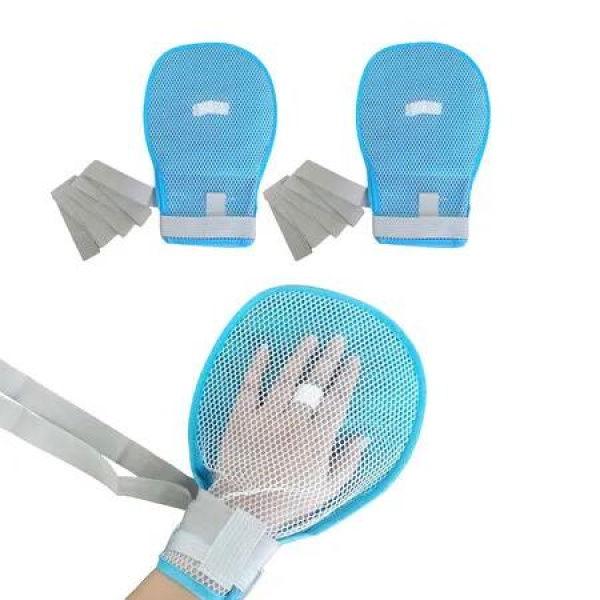 2Pcs Hand Restraint Glove for Elderly Dementia, See Through Hand No Scratch Mitts for Alzheimer's Patients Safety Control