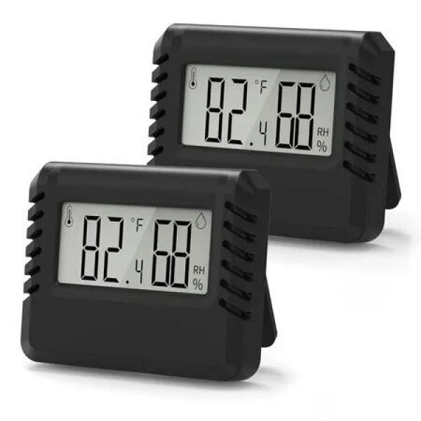 2PCS Indoor Thermometer Hygrometer for Home,Room Thermometer Hydrometer with Accurate Temperature Humidity Sensor (Black)